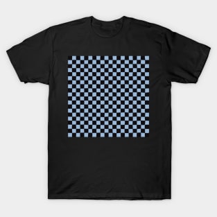 Wonky Checkerboard, Black and Light Blue T-Shirt